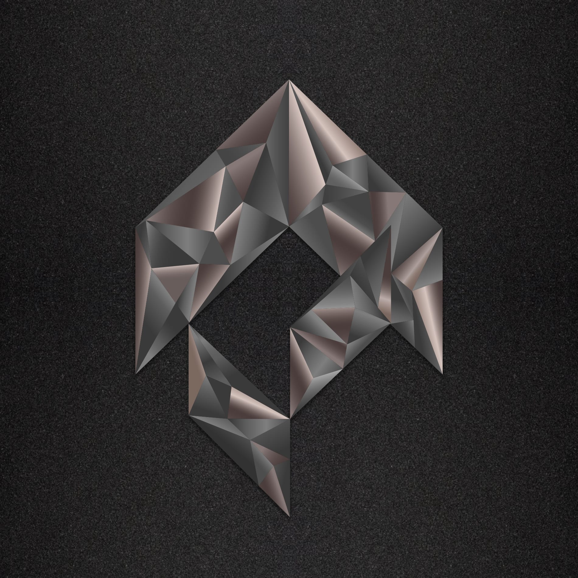 The mark, folded metal on black