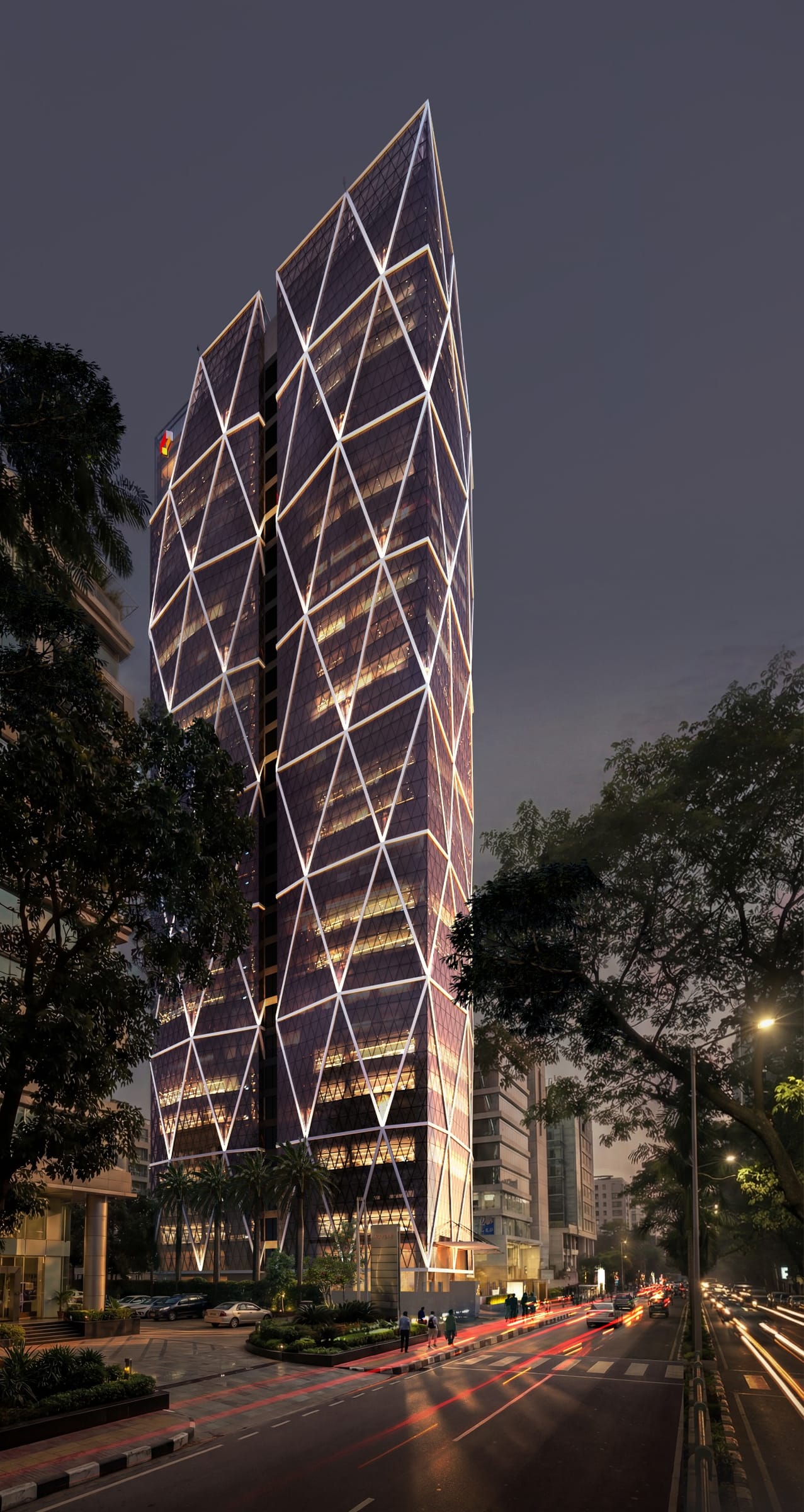 The diagrid at dusk