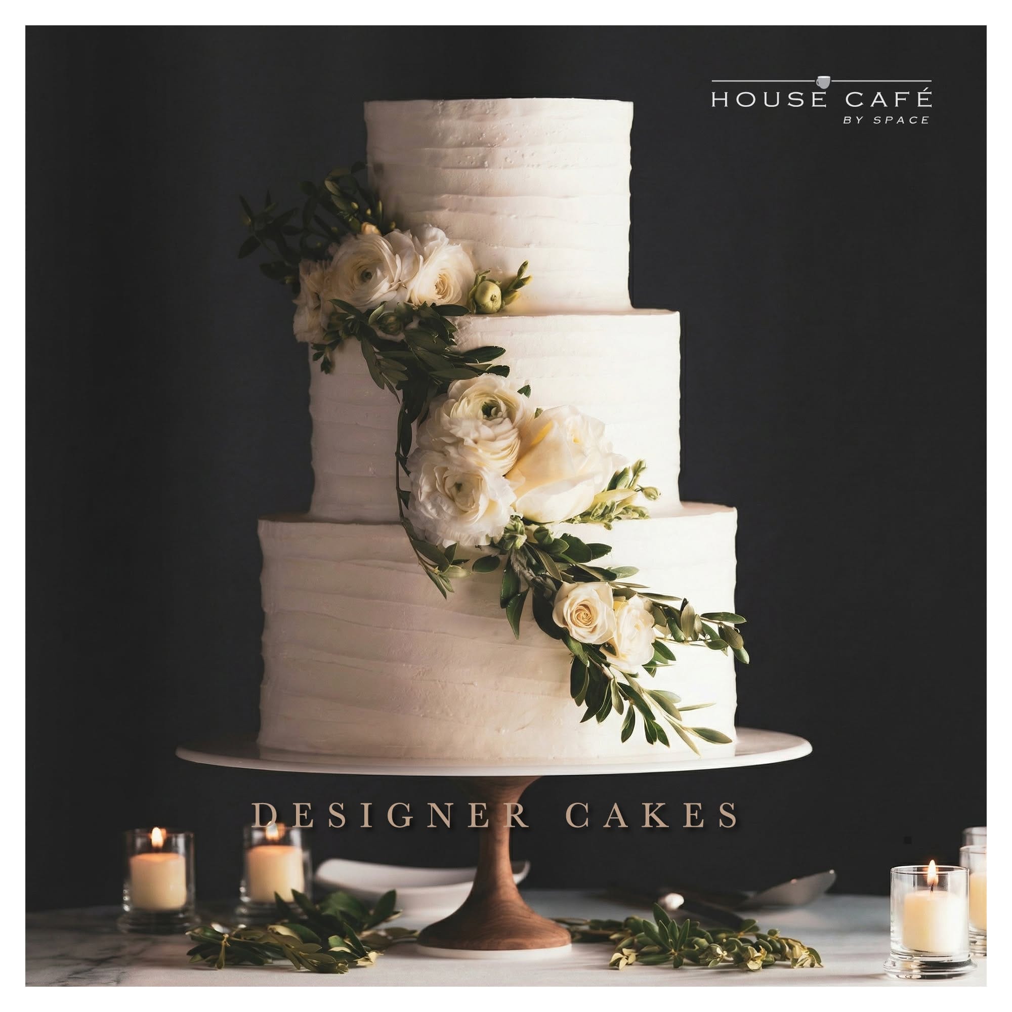 Designer cakes, on the dark plate